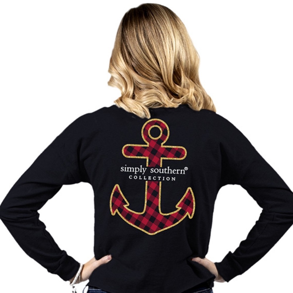 Simply Southern Anchor Black Shortie Long Sleeve